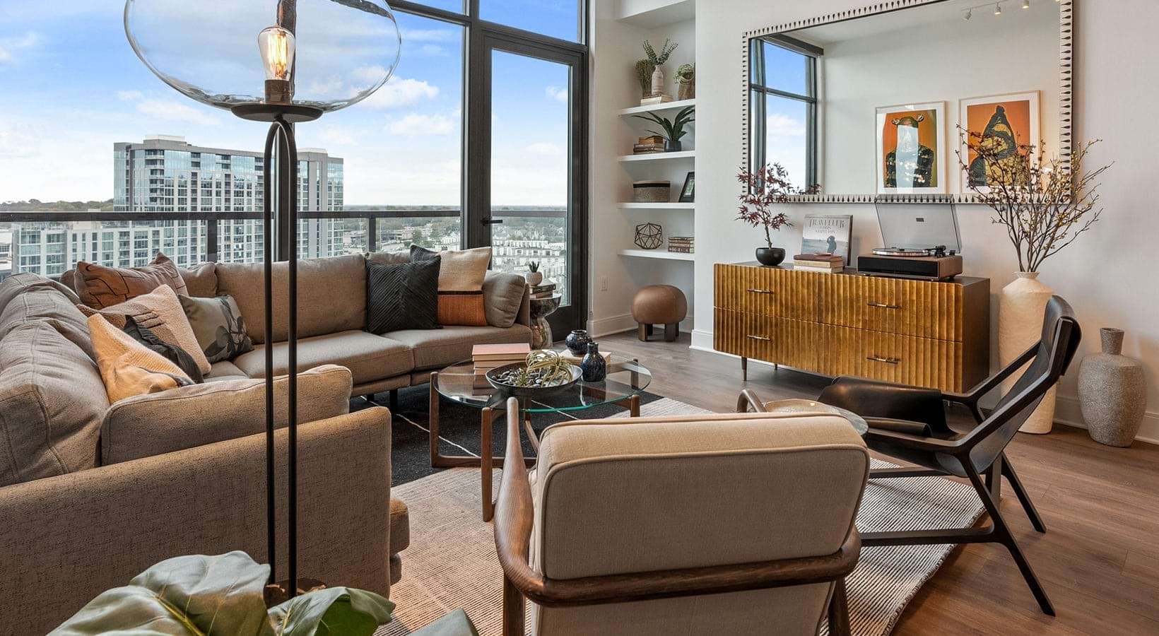 Apartment living room with city views