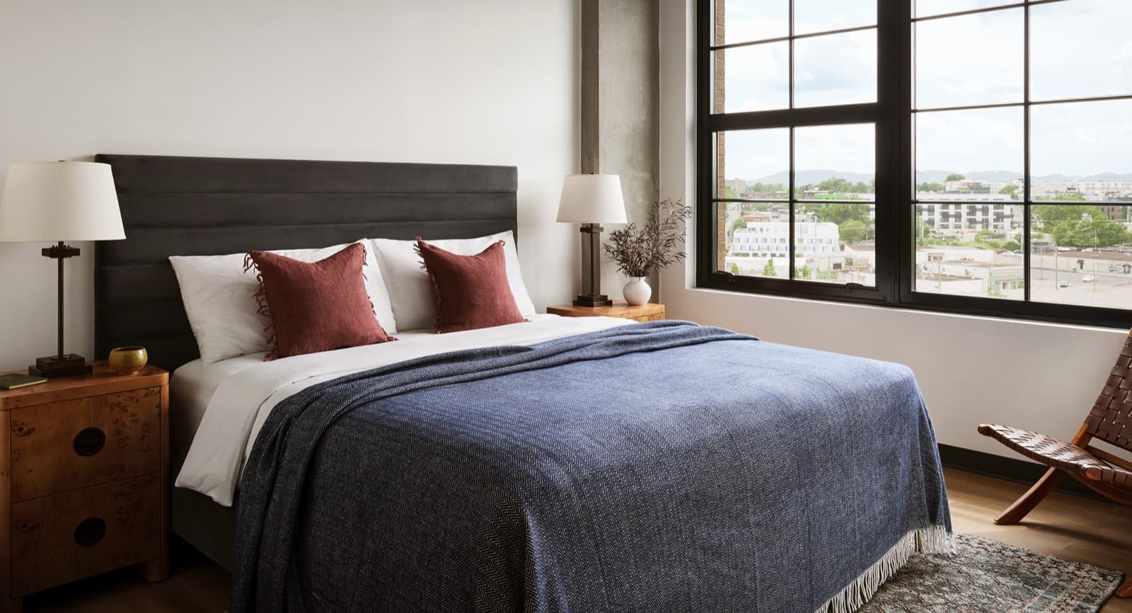 Bedroom with large windows